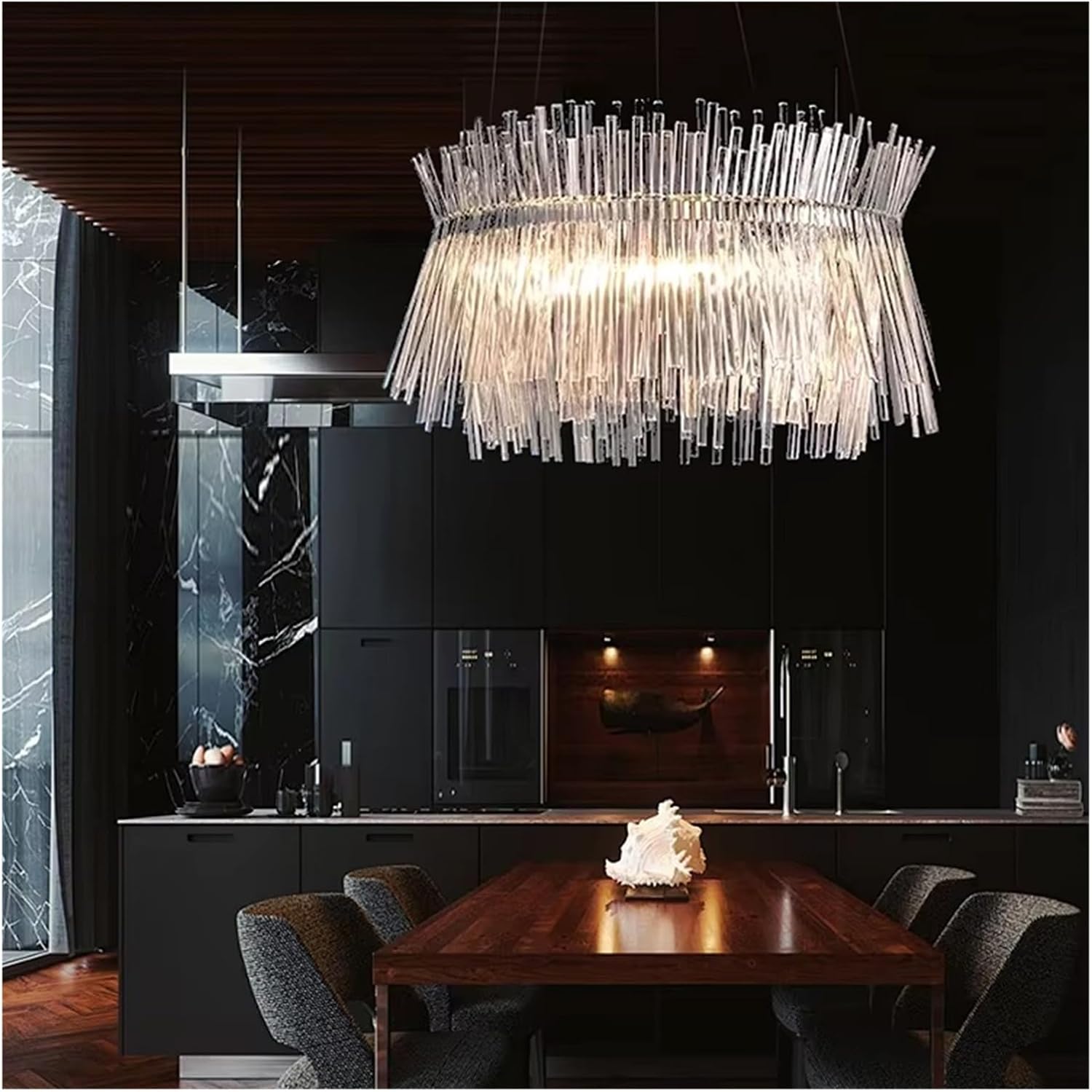 Innovative Postmodern Layered Glass Chandelier